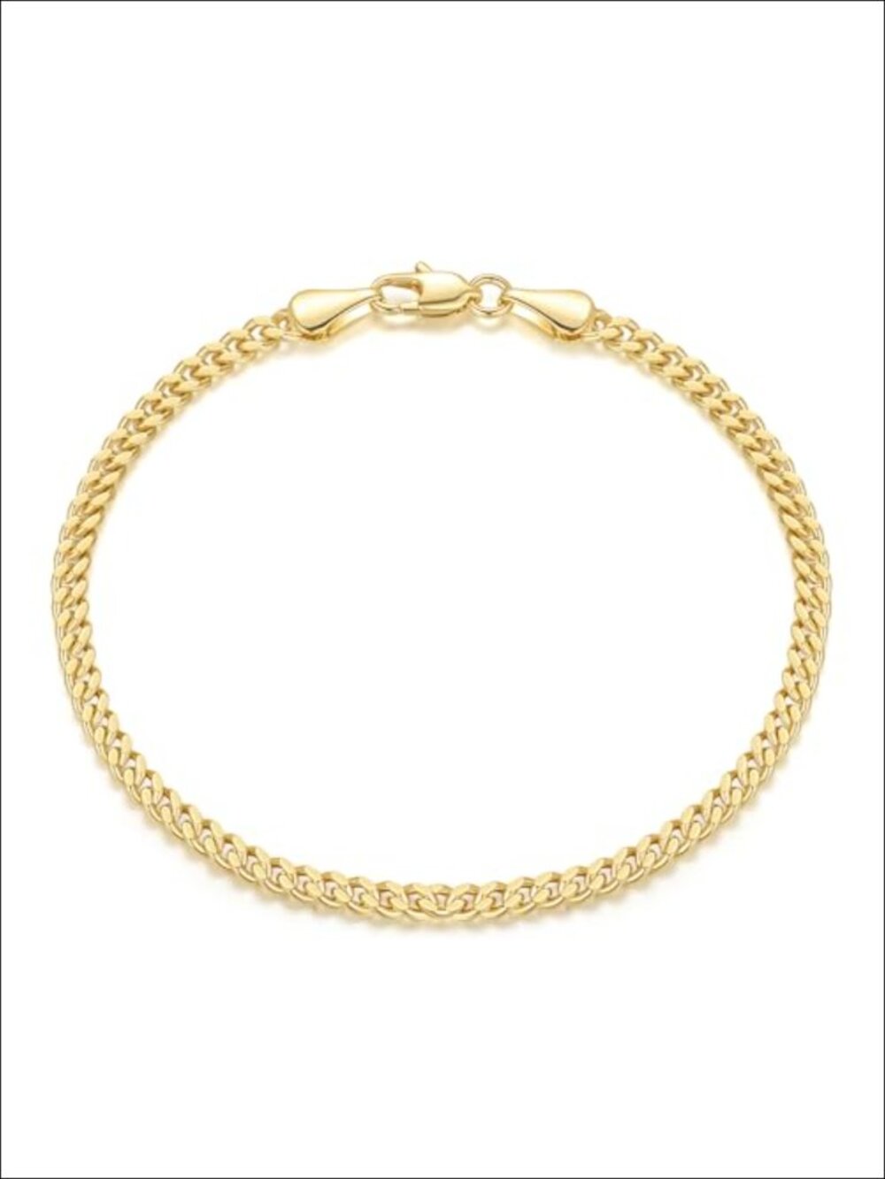 14K Gold Women's Cuban Link Chain Bracelet Non-Tarnish Lobster Claw Closure